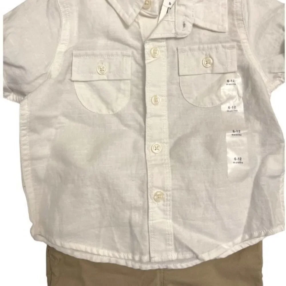 Gap Outfit | White Button Down and Khaki Pants | 6-12 Months (NWTs)